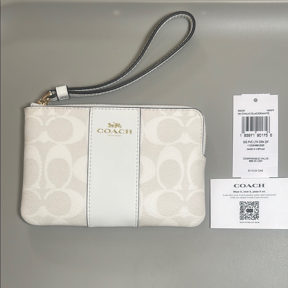 Coach White Wristlet Brand New